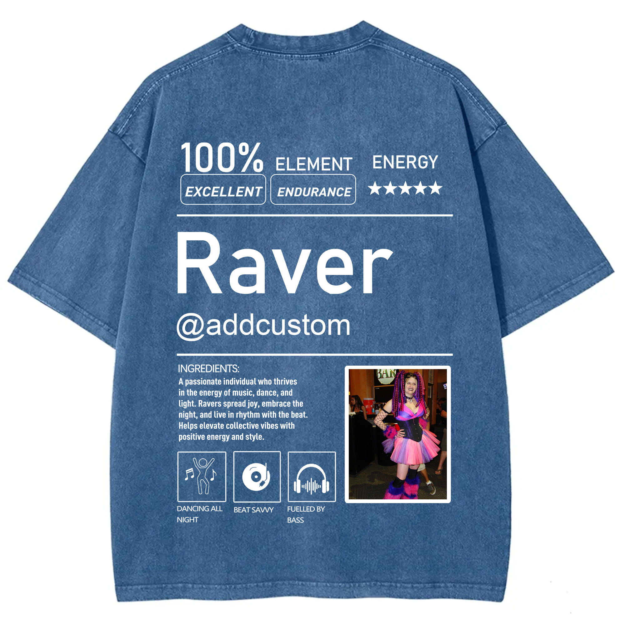 Addcustom  Photo Raver Unisex Fit Washed T-Shirt wearishow