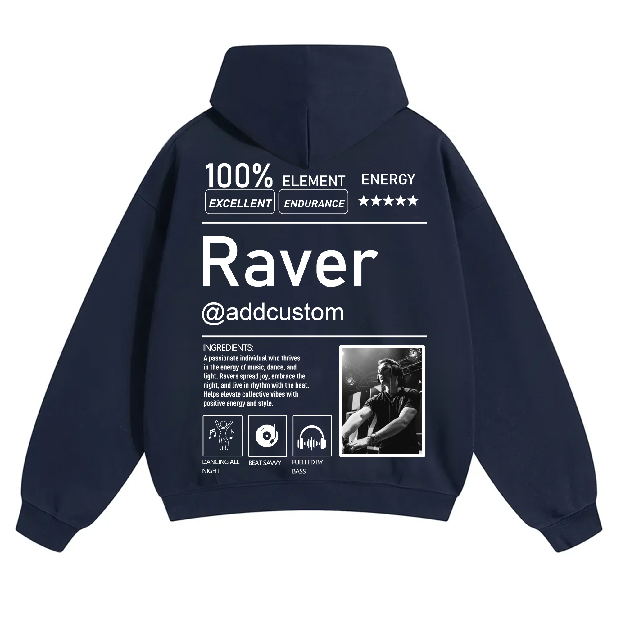 Addcustom Photo Raver Solid Color Hoodie wearishow