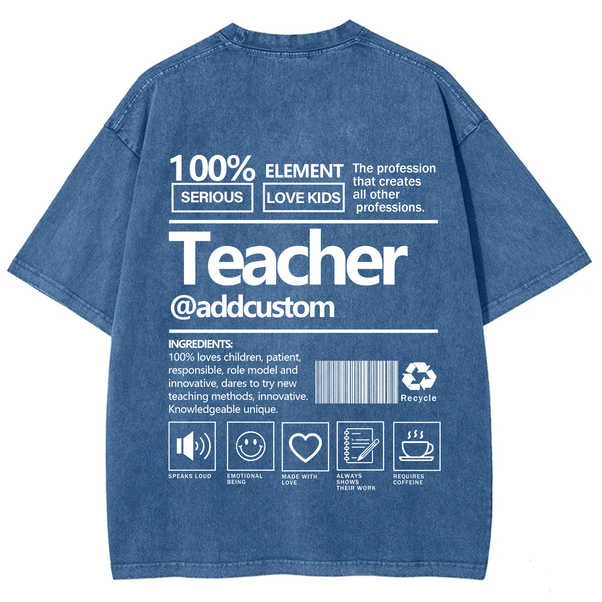 Teacher Addcustom Unisex Fit Washed T-Shirt wearishow
