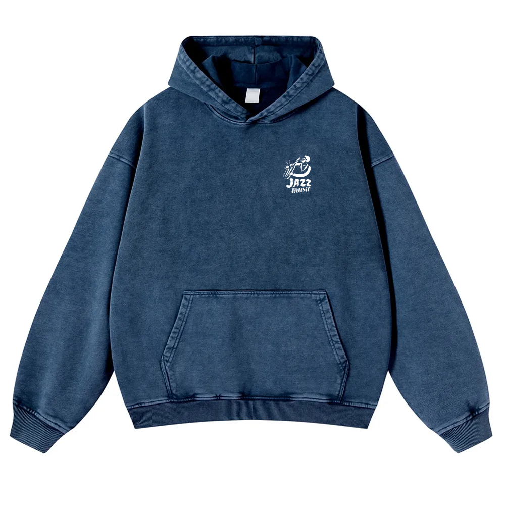 Saxophonist Unisex Casual Washed Hoodie wearishow