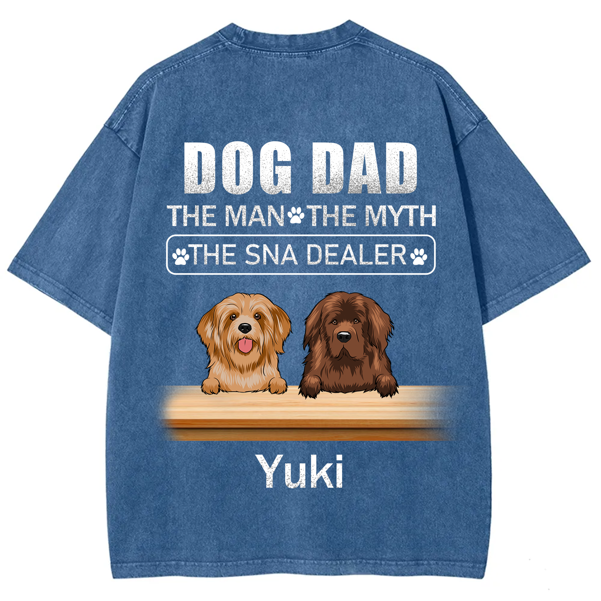 Dog Dad The Man The Myth The Snack Dealer - Personalized Custom Unisex  Washed T-shirt