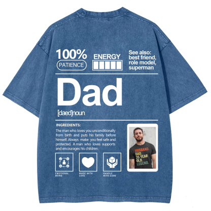 Addcustom Photo Dad Washed T-Shirt