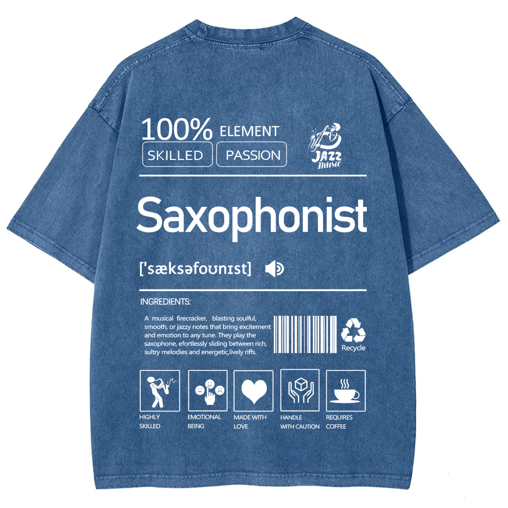 Saxophonist Unisex Fit Washed T-Shirt  wearishow