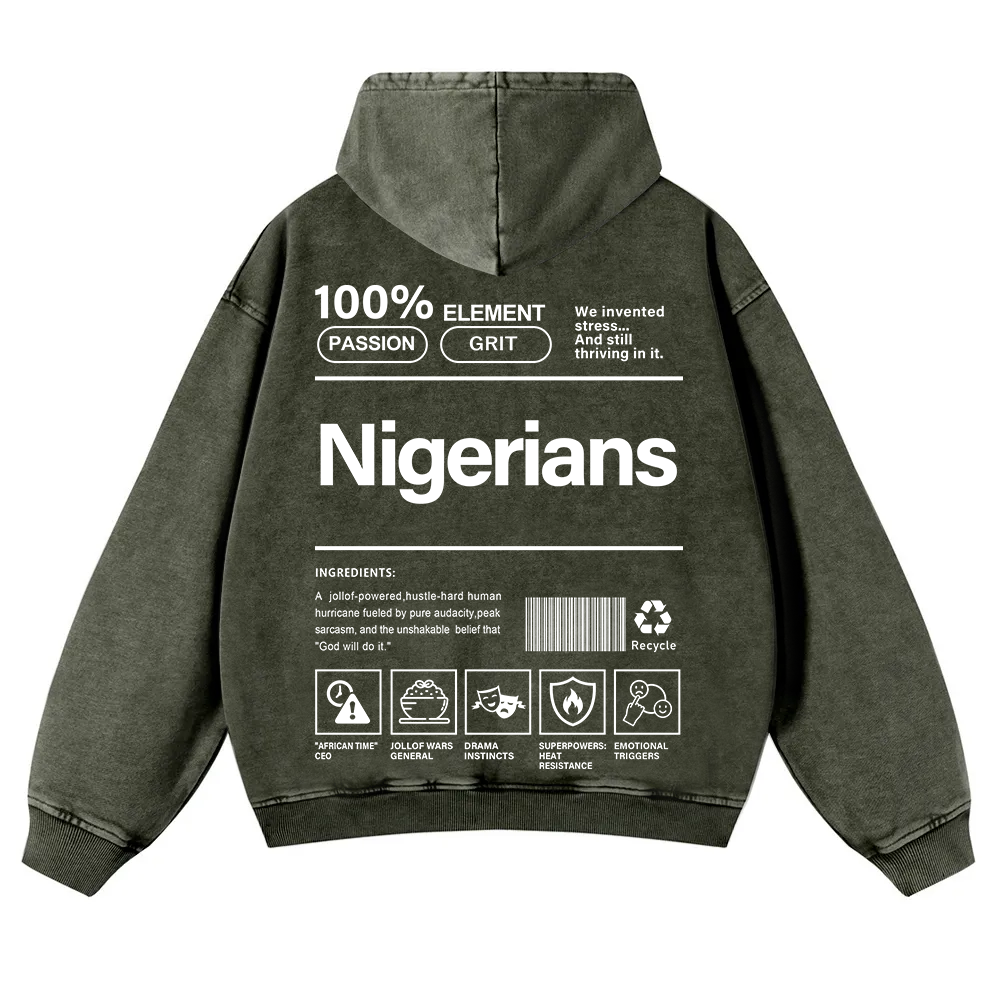 Nigerians Unisex Fit  Washed Hoodie wearishow