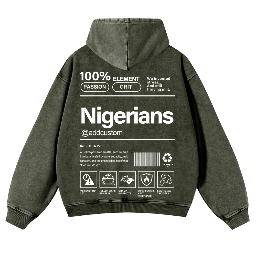 Nigerians Addcustom Unisex Fit  Washed Hoodie wearishow
