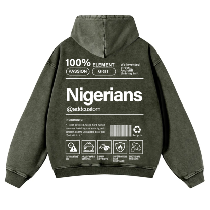 Nigerians Addcustom Unisex Fit  Washed Hoodie wearishow