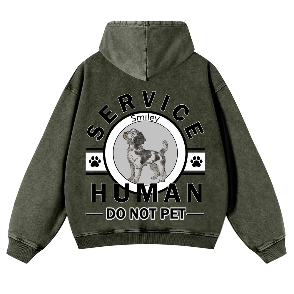 Service Human, Do Not Pet - Personalized Custom Unisex Washed Hoodie