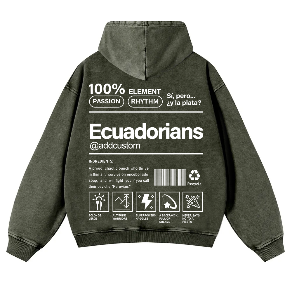 Ecuadorians Addcustom Unisex Fit  Washed Hoodie wearishow