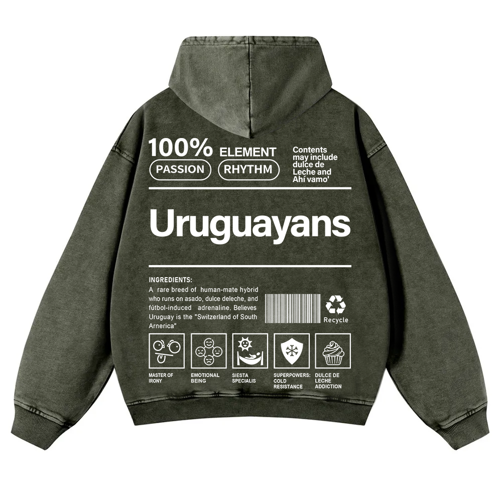 Uruguayans Unisex Fit  Washed Hoodie wearishow