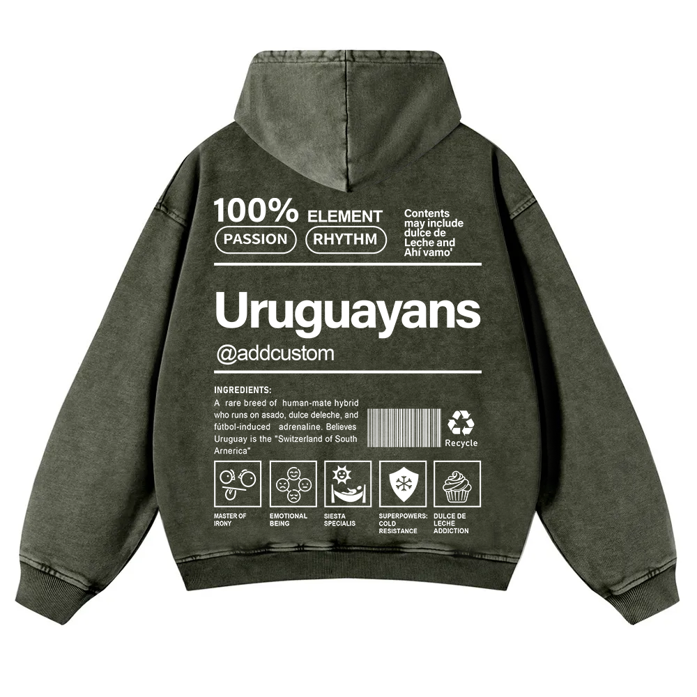 Uruguayans Addcustom Unisex Fit  Washed Hoodie wearishow