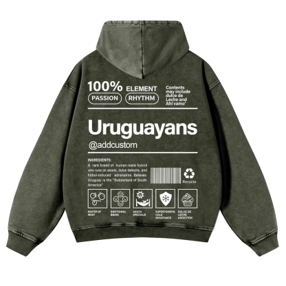 Uruguayans Addcustom Unisex Fit  Washed Hoodie wearishow