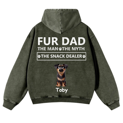 Fur Dad The Man The Myth The Snack Dealer - Personalized Custom Unisex Washed Hoodie
