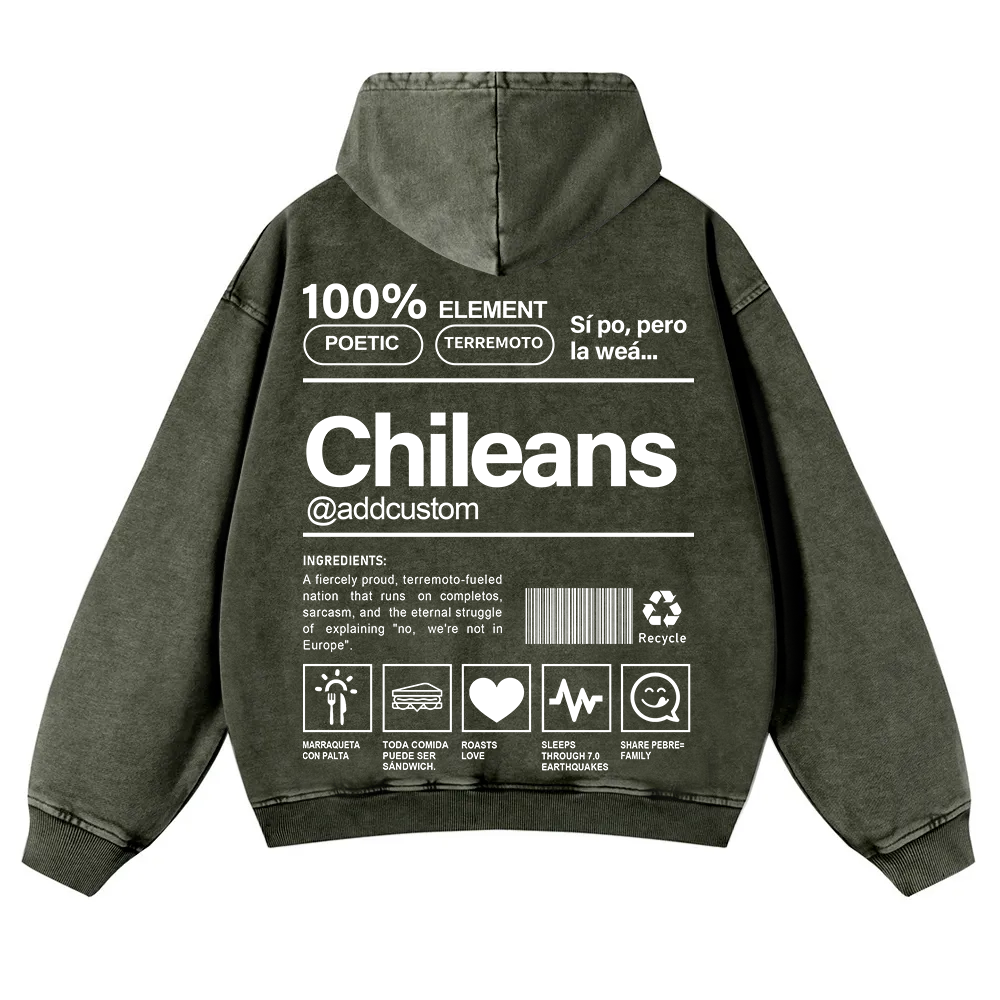 Chileans Addcustom Unisex Fit  Washed Hoodie wearishow
