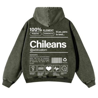 Chileans Addcustom Unisex Fit  Washed Hoodie wearishow