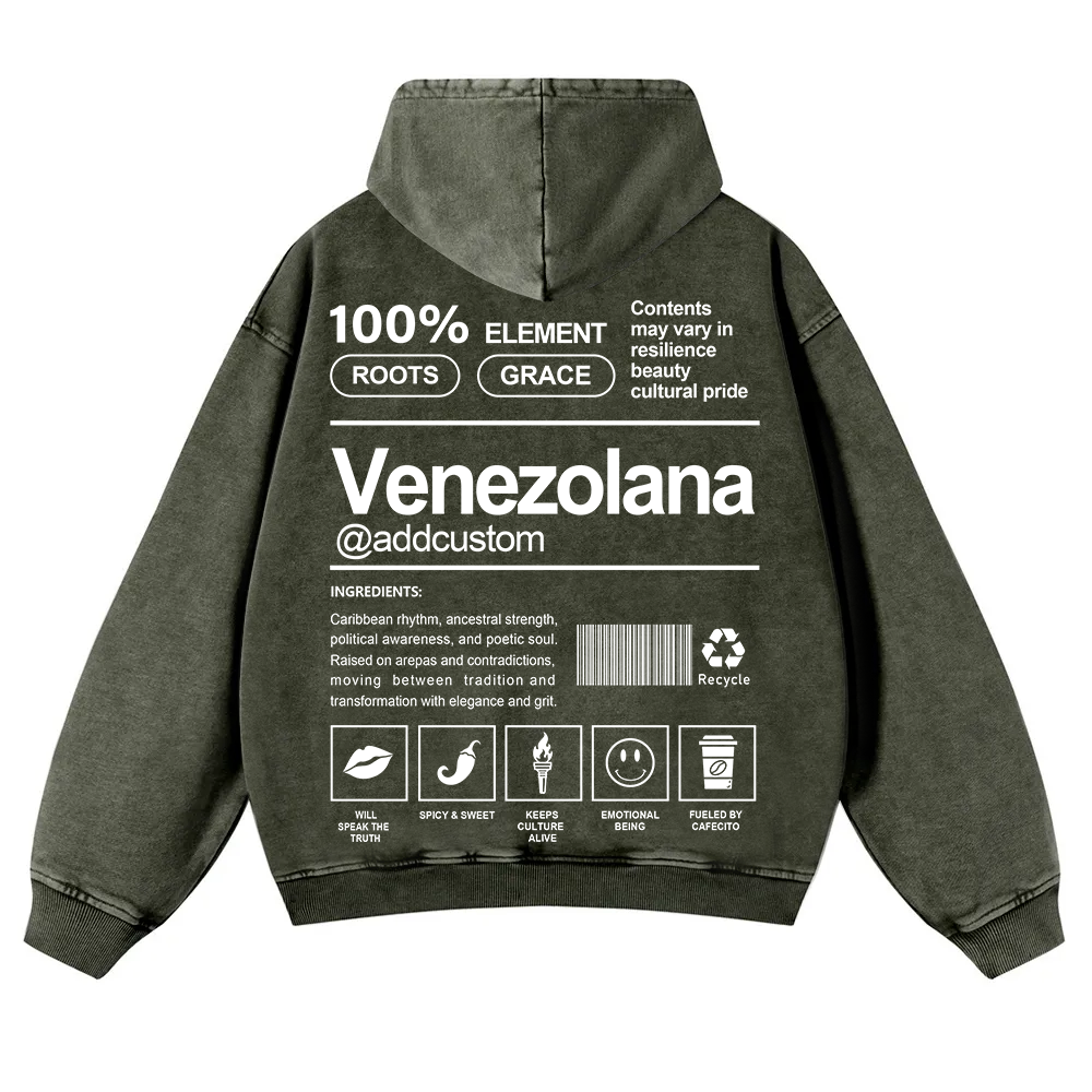 Venezolana Addcustom Unisex Fit  Washed Hoodie wearishow