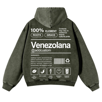 Venezolana Addcustom Unisex Fit  Washed Hoodie wearishow