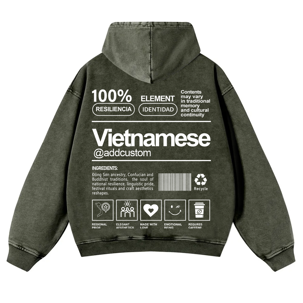Vietnamese Addcustom Unisex Fit  Washed Hoodie wearishow