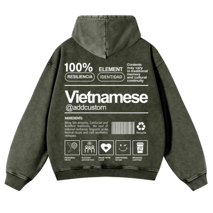 Vietnamese Addcustom Unisex Fit  Washed Hoodie wearishow