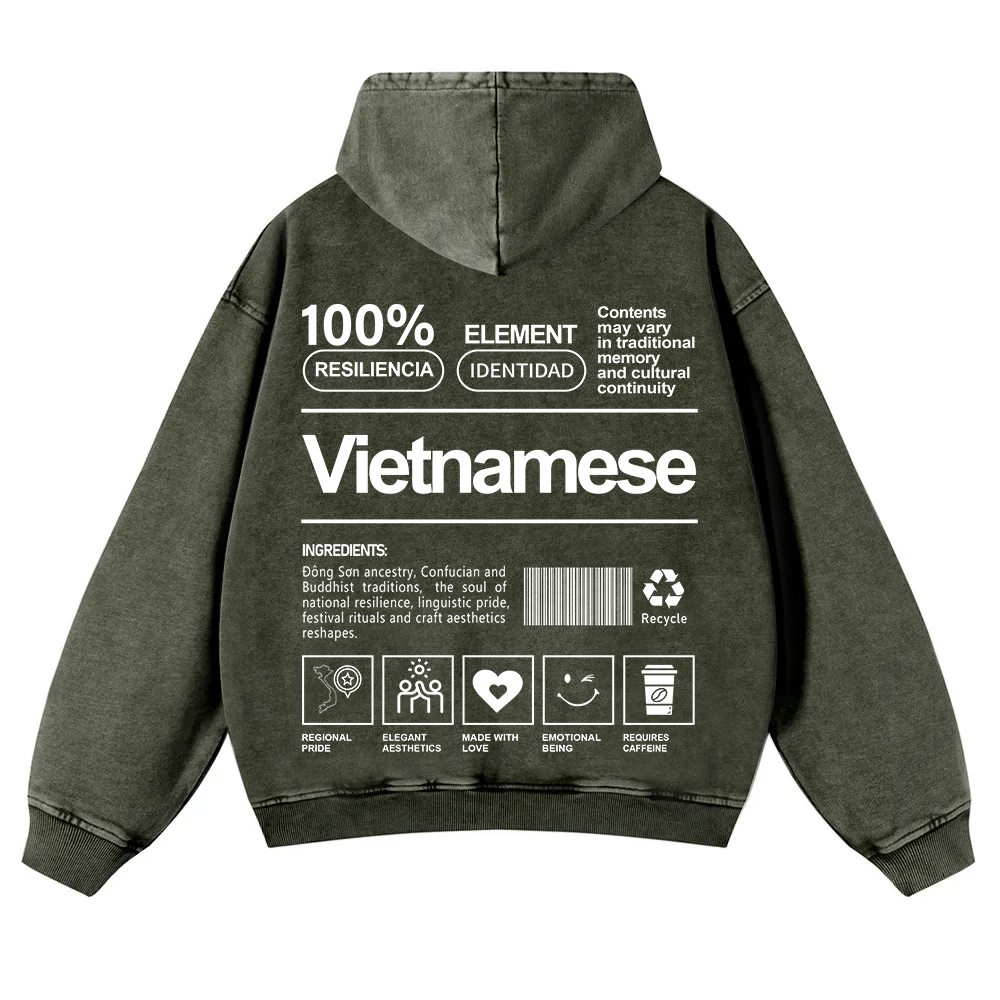 Vietnamese Unisex Fit  Washed Hoodie wearishow