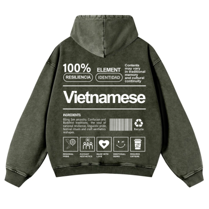 Vietnamese Unisex Fit  Washed Hoodie wearishow