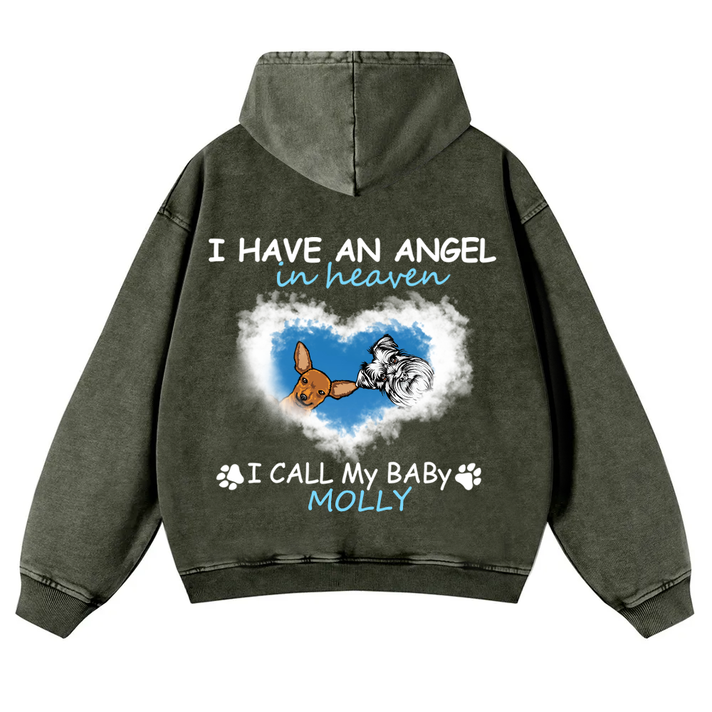 Have An Angel In Heaven - Personalized Custom Unisex Washed Hoodie wearishow