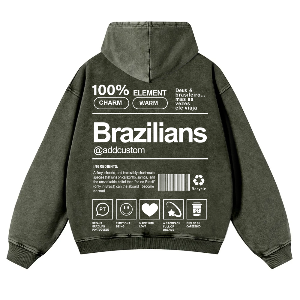 Brazilians Addcustom Unisex Fit  Washed Hoodie wearishow