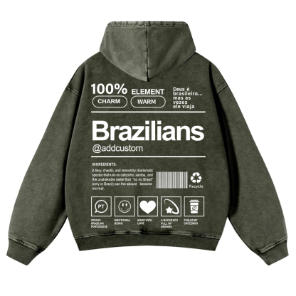 Brazilians Addcustom Unisex Fit  Washed Hoodie wearishow