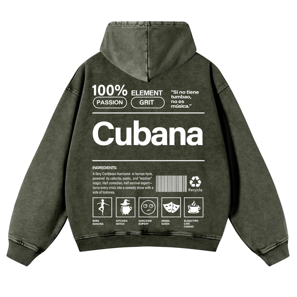 Cubana Unisex Fit  Washed Hoodie wearishow