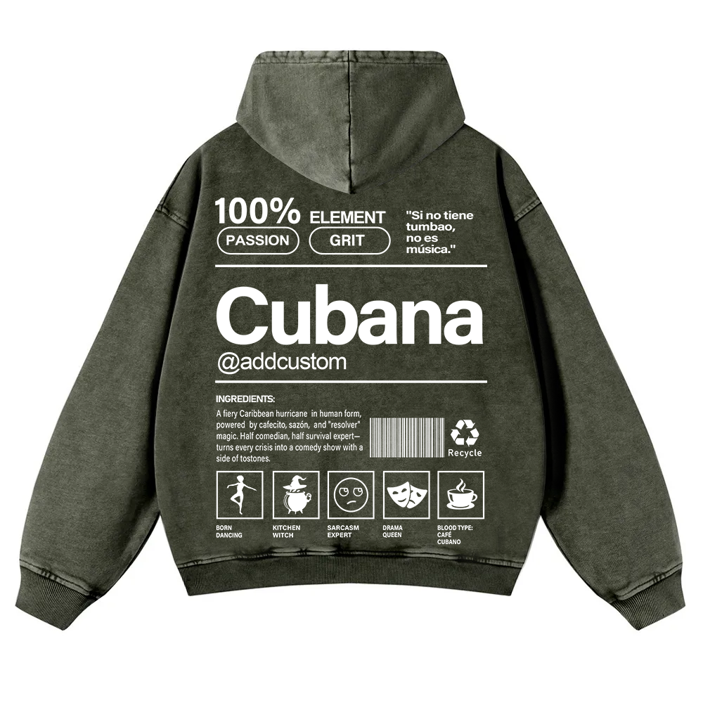 Cubana Addcustom Unisex Fit  Washed Hoodie wearishow