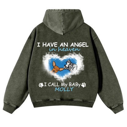 Have An Angel In Heaven - Personalized Custom Unisex Washed Hoodie wearishow