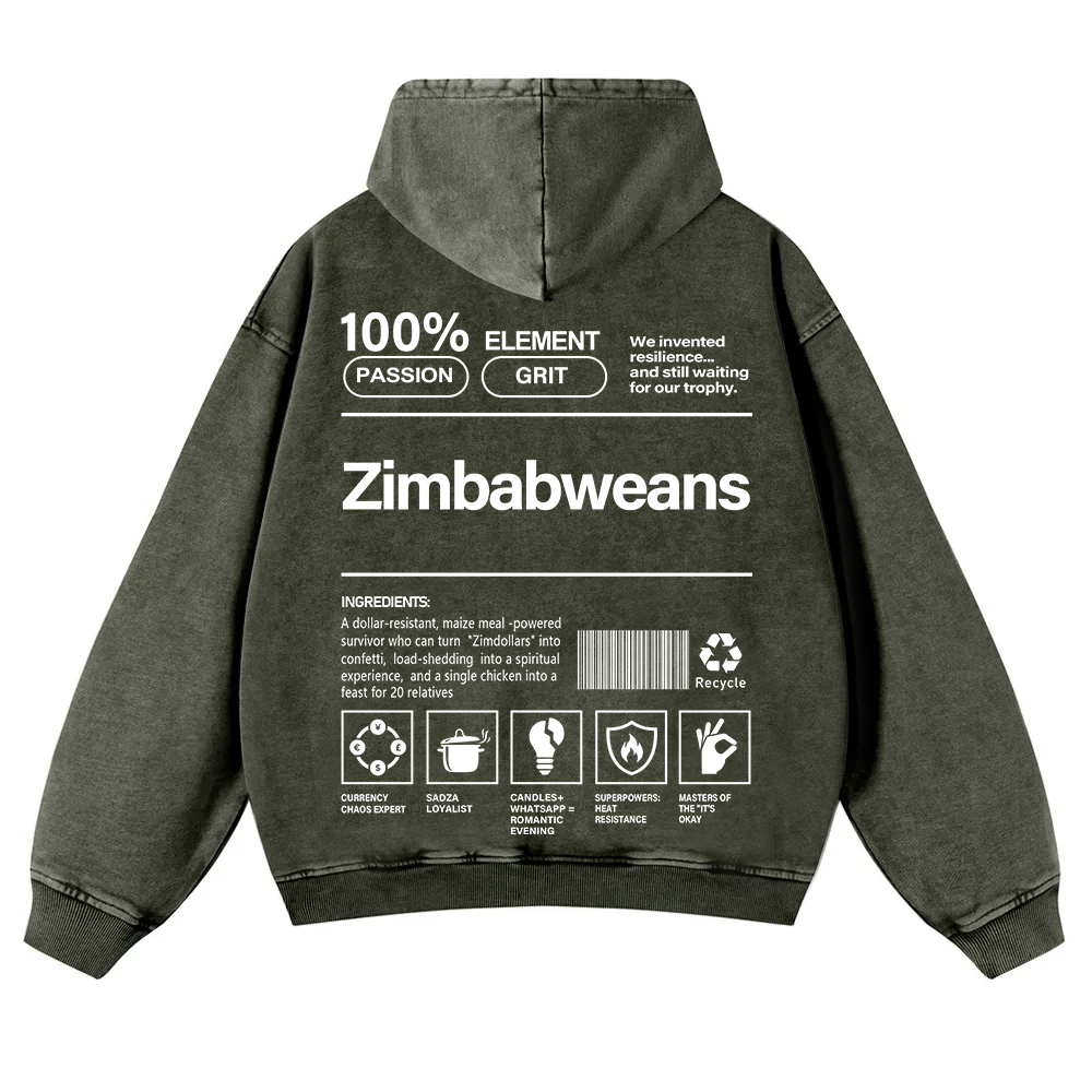Zimbabweans Unisex Fit  Washed Hoodie wearishow
