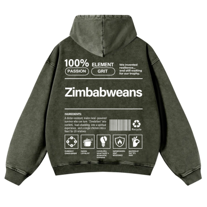 Zimbabweans Unisex Fit  Washed Hoodie wearishow