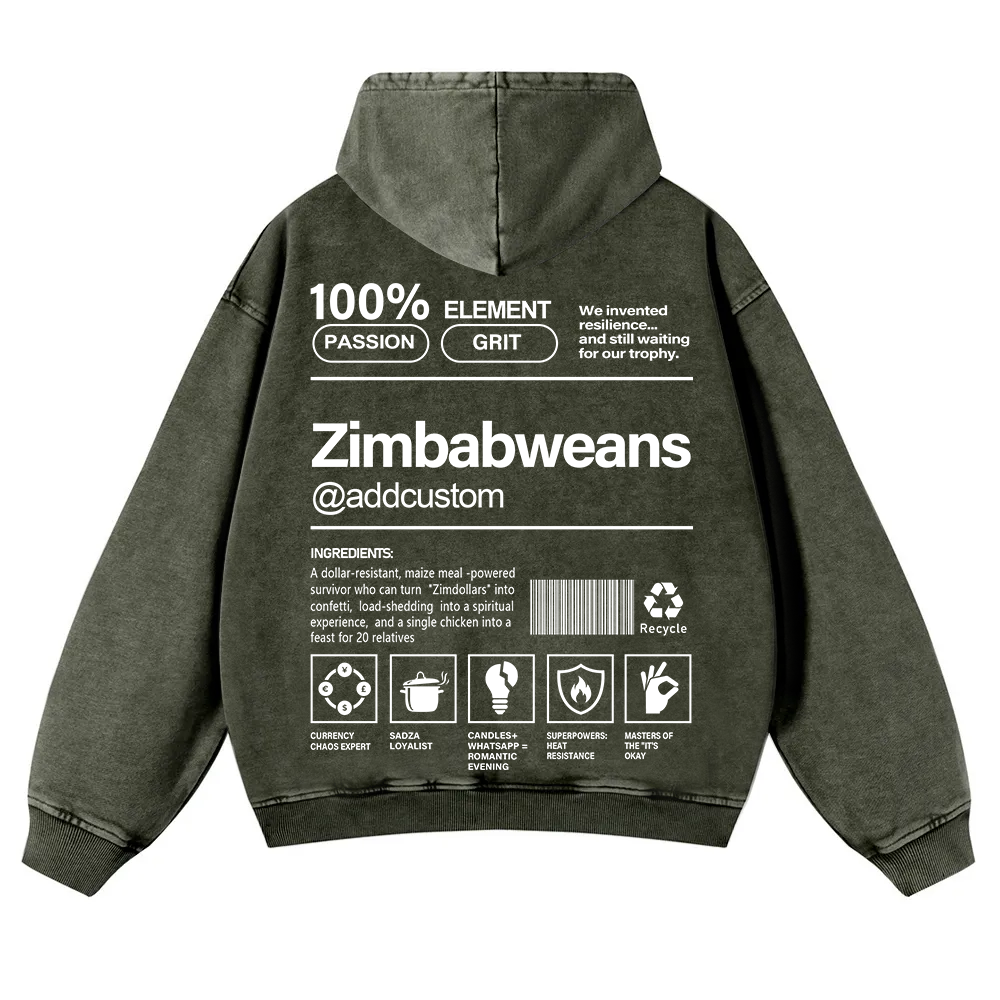 Zimbabweans Addcustom Unisex Fit  Washed Hoodie wearishow