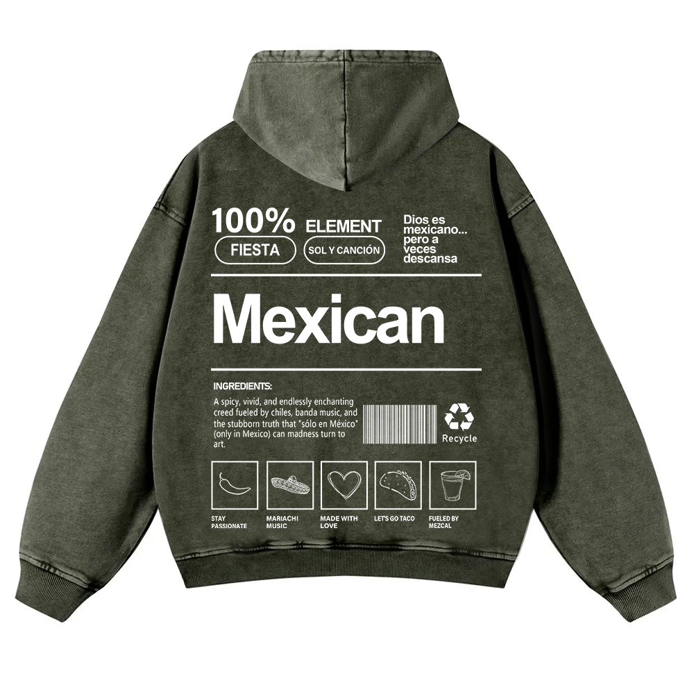 Mexican Unisex Fit  Washed Hoodie wearishow