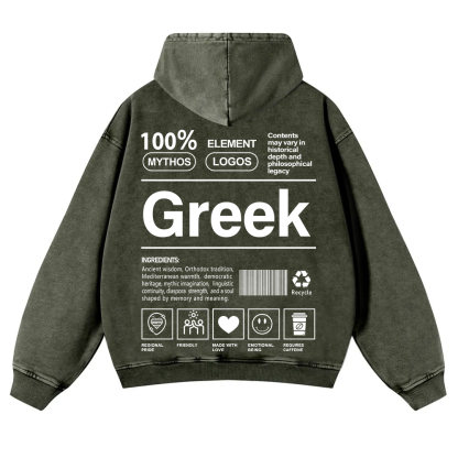 Greek Unisex Fit  Washed Hoodie wearishow