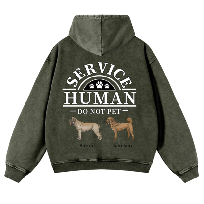 Service Human, Do Not Pet 2- Personalized Custom Unisex Washed Hoodie wearishow