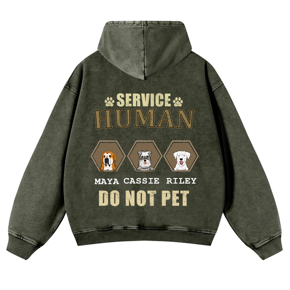 Service Human, Do Not Pet 4- Personalized Custom Unisex Washed Hoodie wearishow
