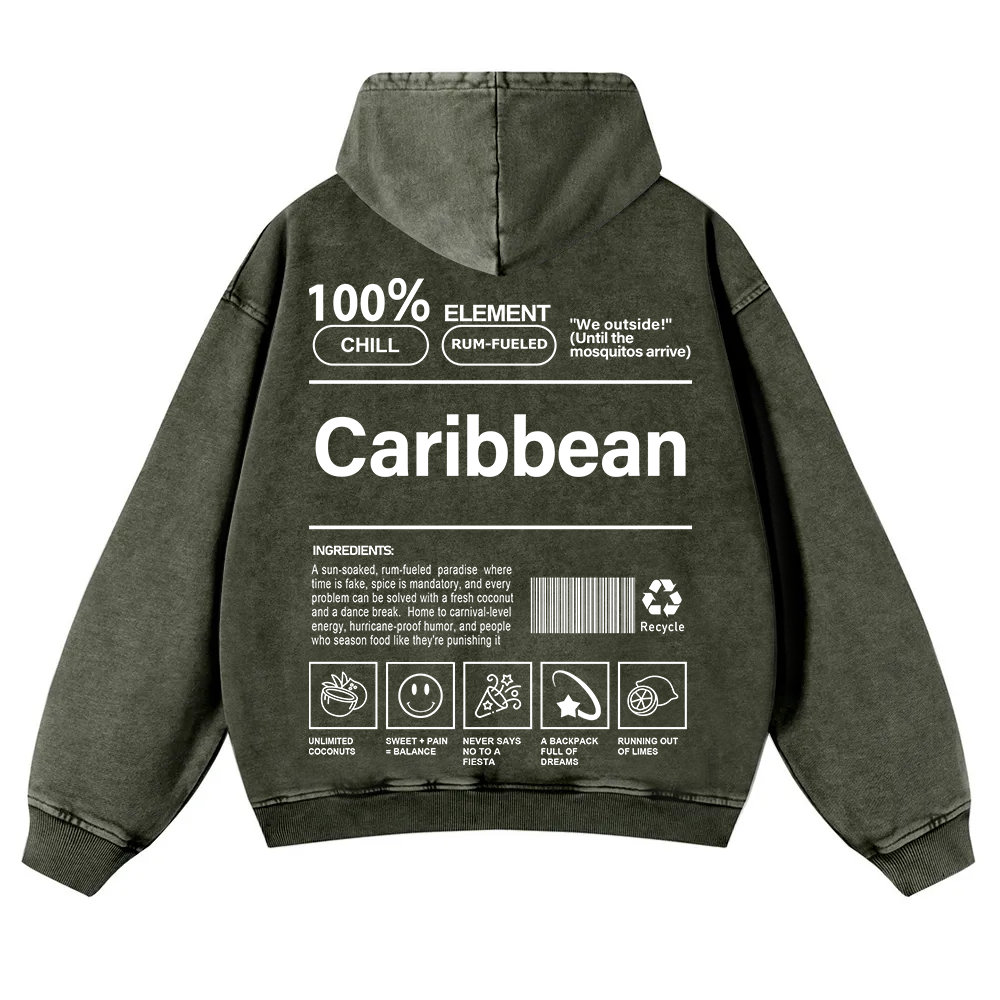 Caribbean Unisex Fit  Washed Hoodie wearishow
