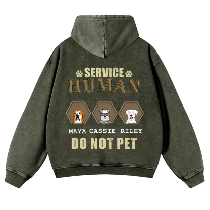 Service Human, Do Not Pet 4- Personalized Custom Unisex Washed Hoodie wearishow