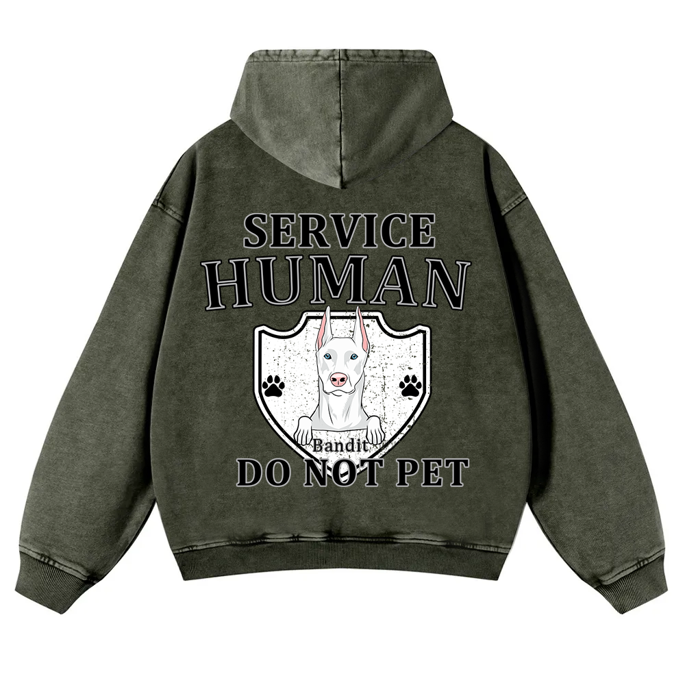 Service Human, Do Not Pet 10- Personalized Custom Unisex Washed Hoodie wearishow