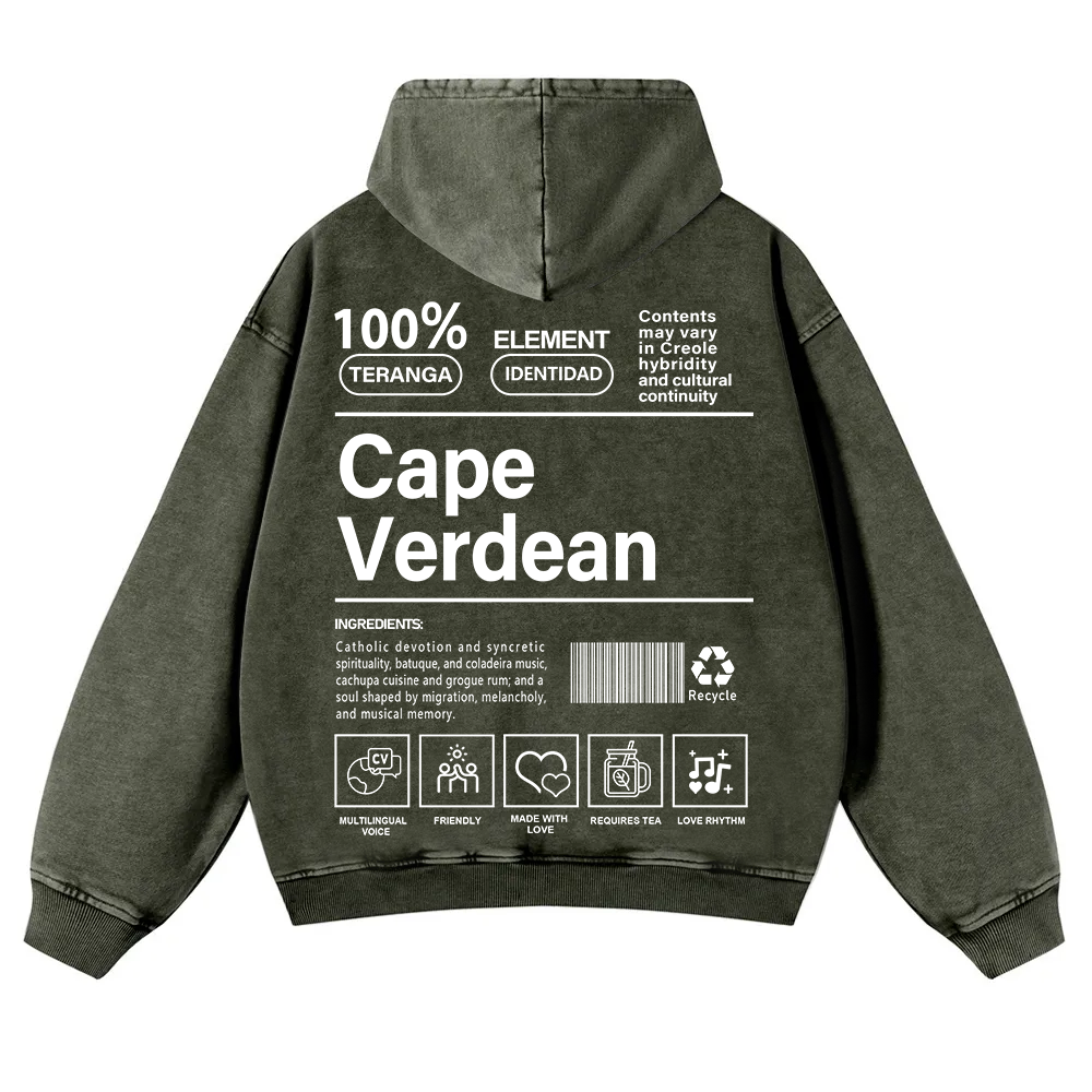 Cape Verdean Unisex Fit  Washed Hoodie wearishow