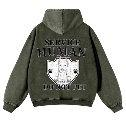 Service Human, Do Not Pet 10- Personalized Custom Unisex Washed Hoodie wearishow