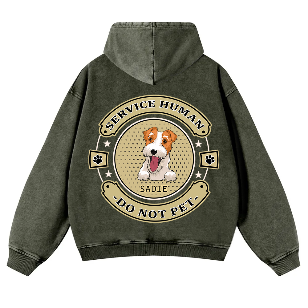 Service Human, Do Not Pet 14- Personalized Custom Unisex Washed Hoodie wearishow