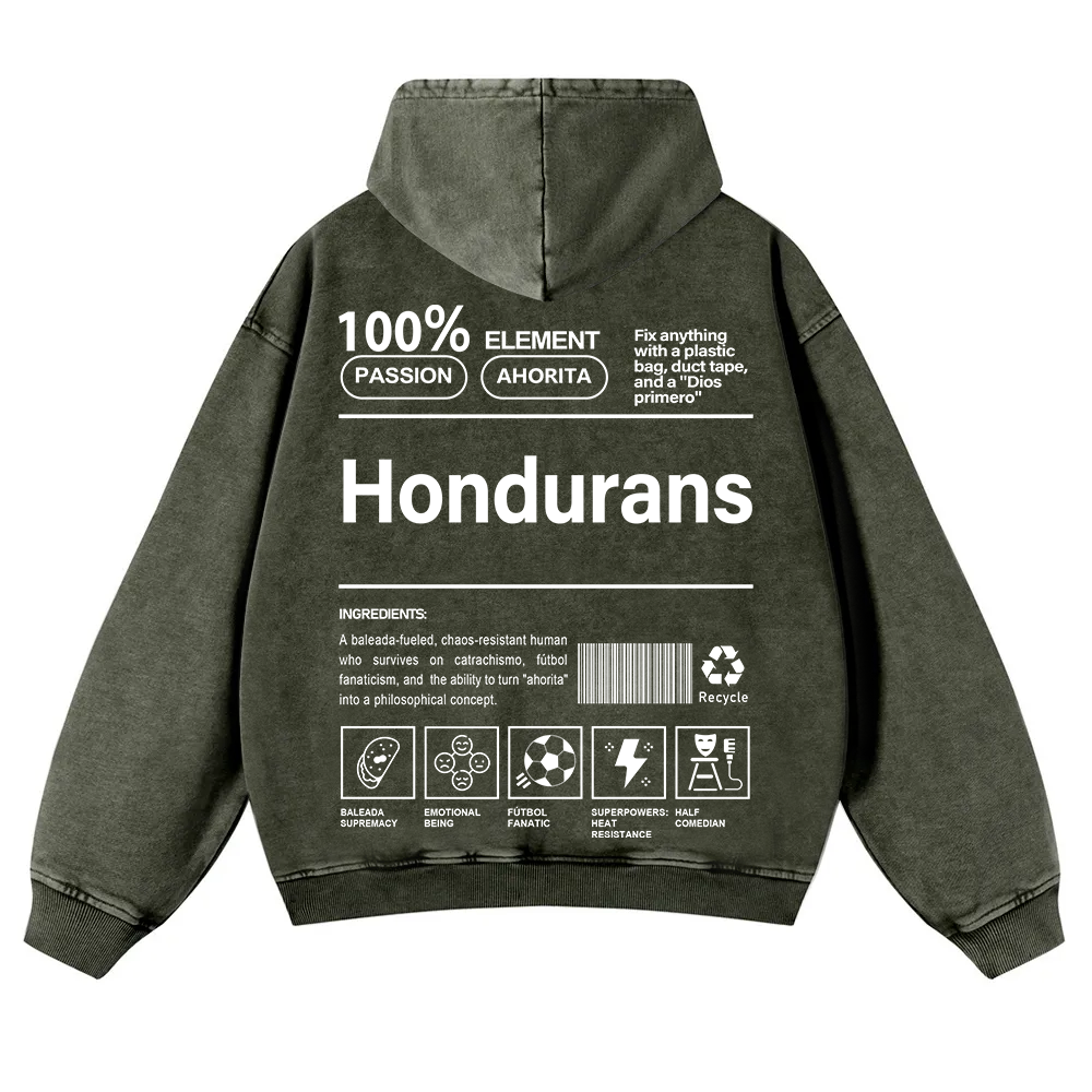 Hondurans  Unisex Fit  Washed Hoodie wearishow