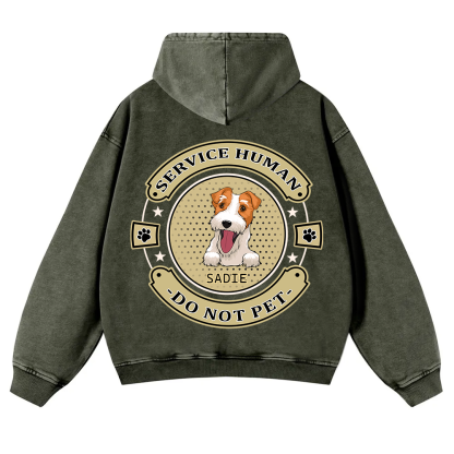 Service Human, Do Not Pet 14- Personalized Custom Unisex Washed Hoodie wearishow