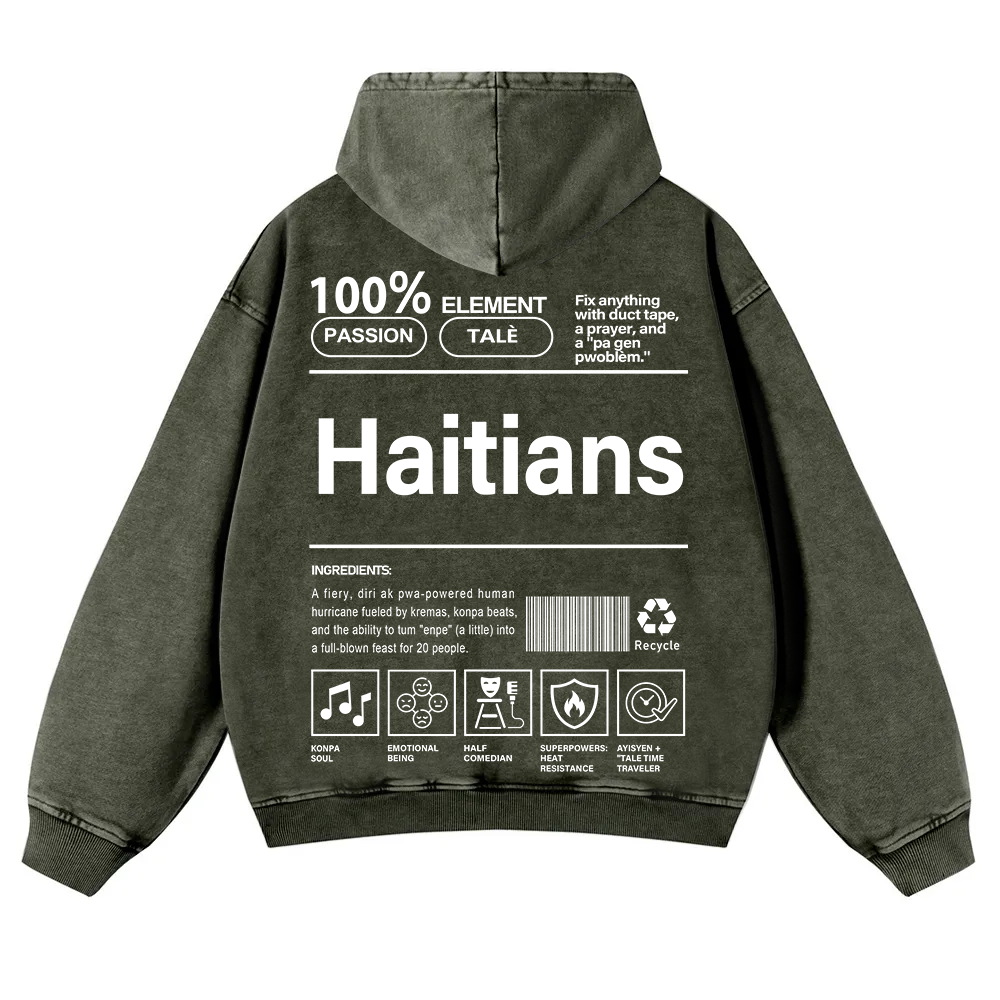 Haitians Unisex Fit  Washed Hoodie wearishow