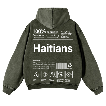 Haitians Unisex Fit  Washed Hoodie wearishow