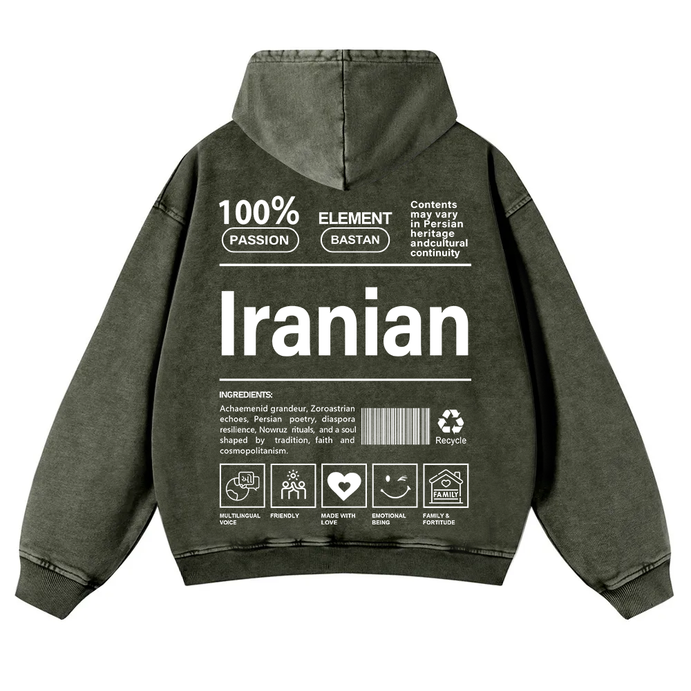 Iranian Unisex Fit  Washed Hoodie wearishow