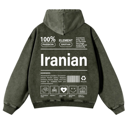 Iranian Unisex Fit  Washed Hoodie wearishow