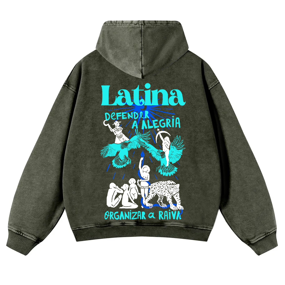 Latina Unisex Fit  Washed Hoodie wearishow